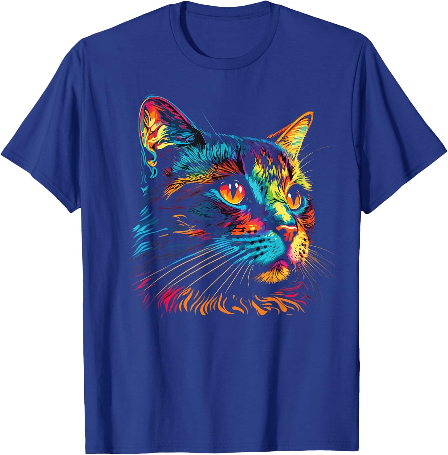 Cute Colorful Cat Head Art Face for Lover Cats Kitty Kitten T-Shirt - T-Shirt | Royal