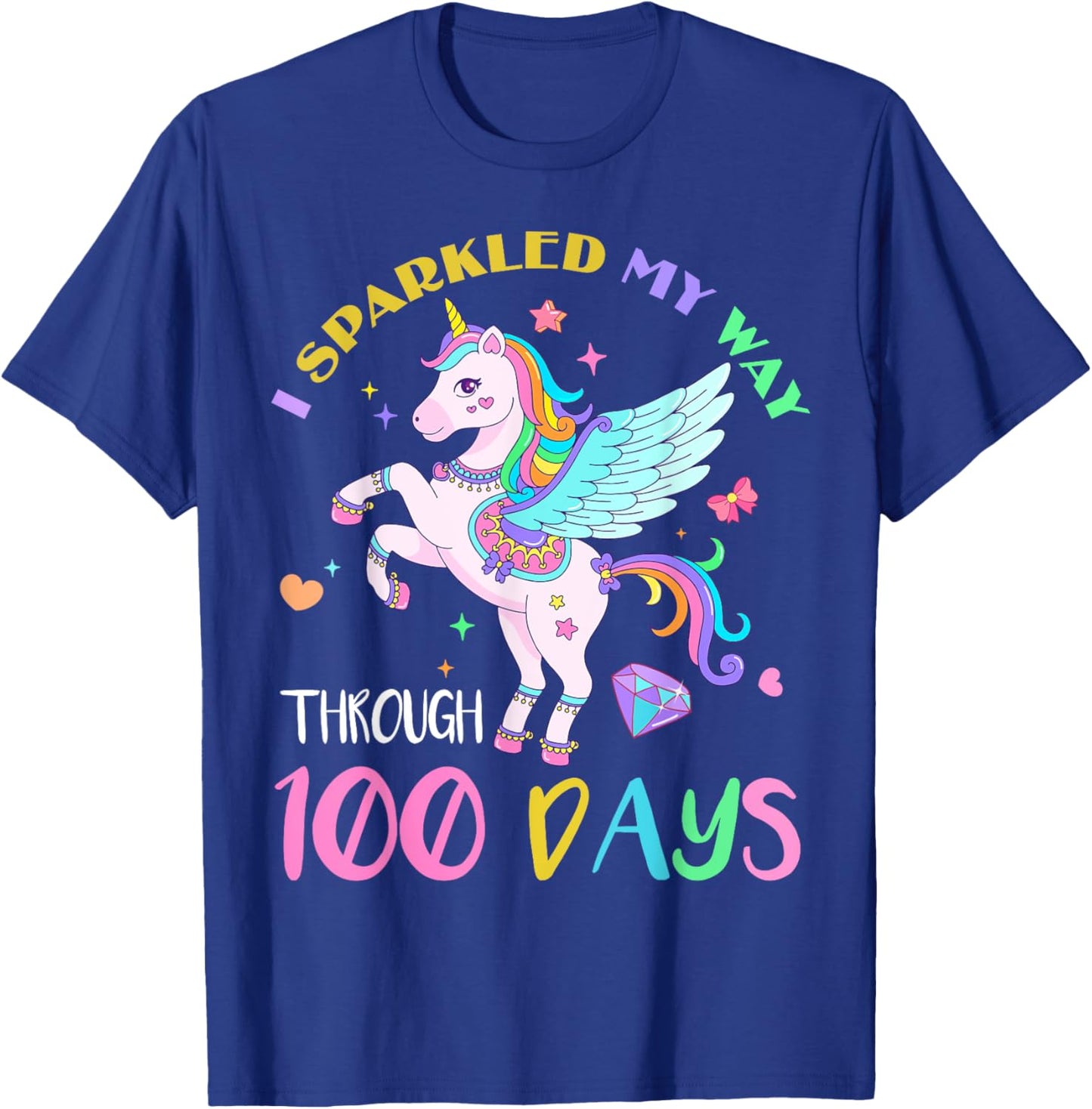 I Sparkled My Way Through 100 Days Of School Unicorn Lovers T-Shirt - T-Shirt | Royal
