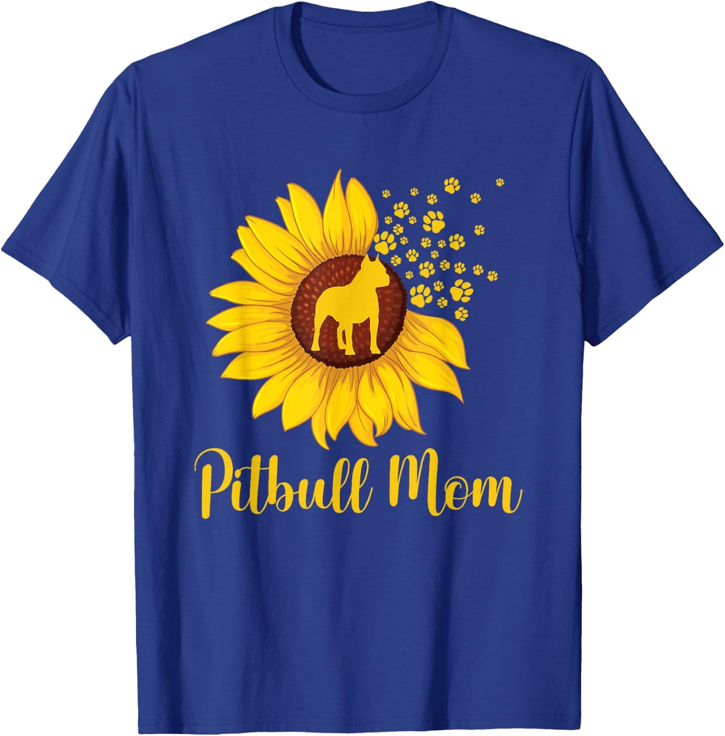 Pitbull Mom - Sunflower Mother's Day Dog Trainer Puppy Lover Women Girls Kids T-Shirt - T-Shirt | Royal