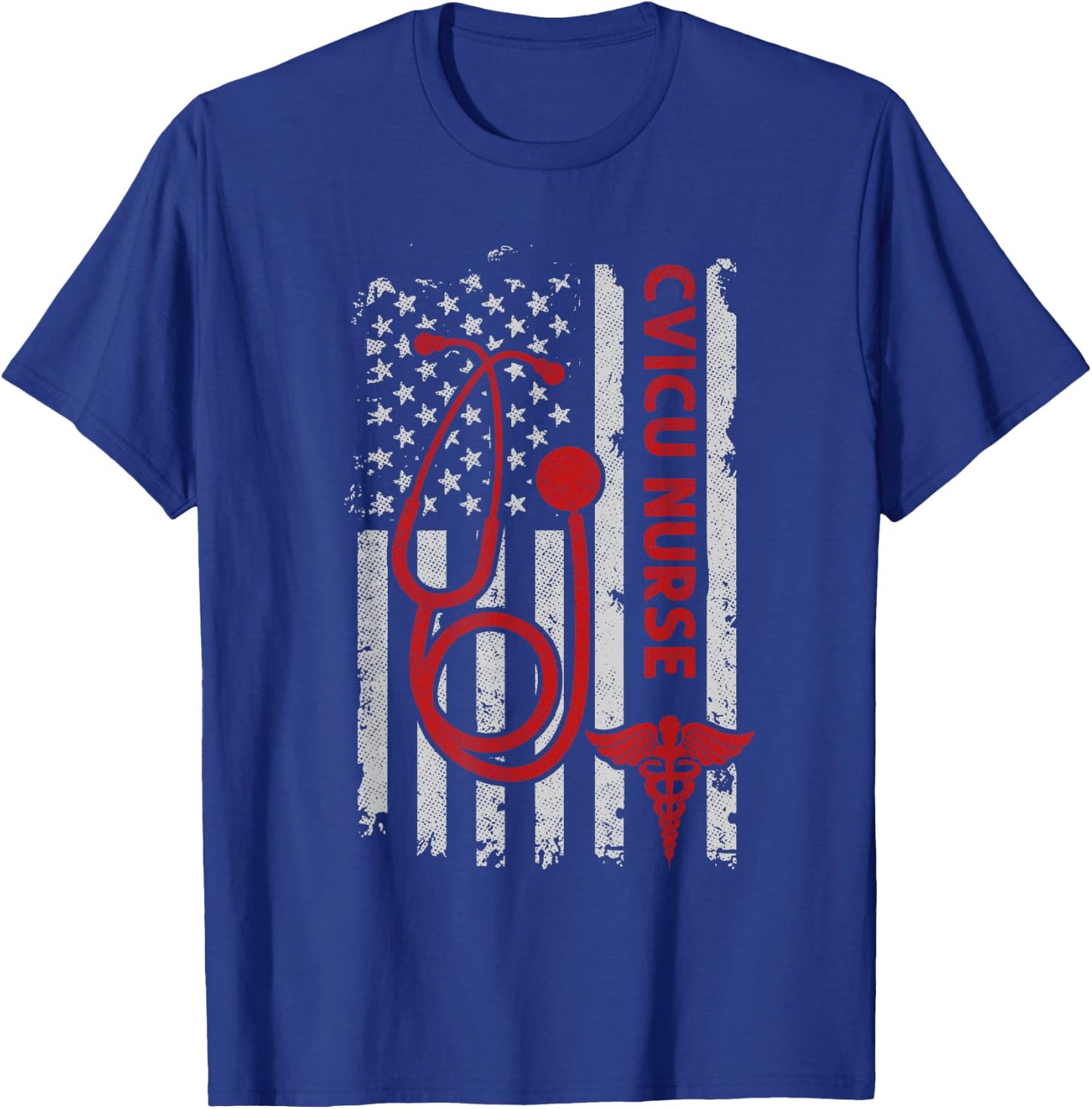 Patriotic Cvicu Nurse American 4th Of July American Flag T-Shirt - T-Shirt | Royal