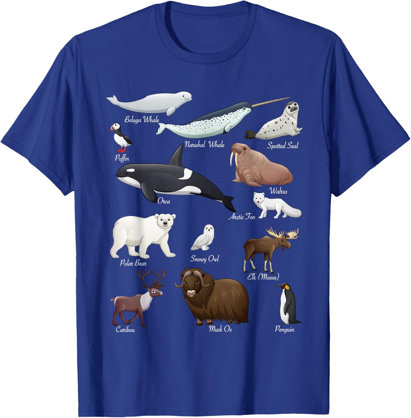 Arctic Wildlife Tundra Ecosystem Animal Names For Education T-Shirt - T-Shirt | Royal
