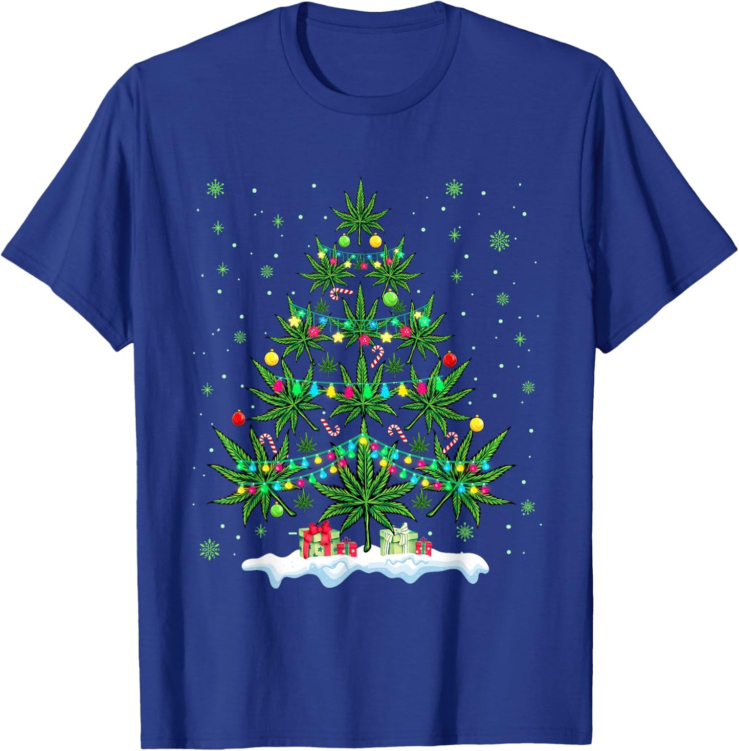 Cannabis Christmas Tree Xmas Funny Smoking Weed Marijuana T-Shirt - T-Shirt | Royal