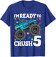 Kids Monster Truck Shark 5th Birthday Boy I'm Ready To Crush 5 T-Shirt - T-Shirt | Royal