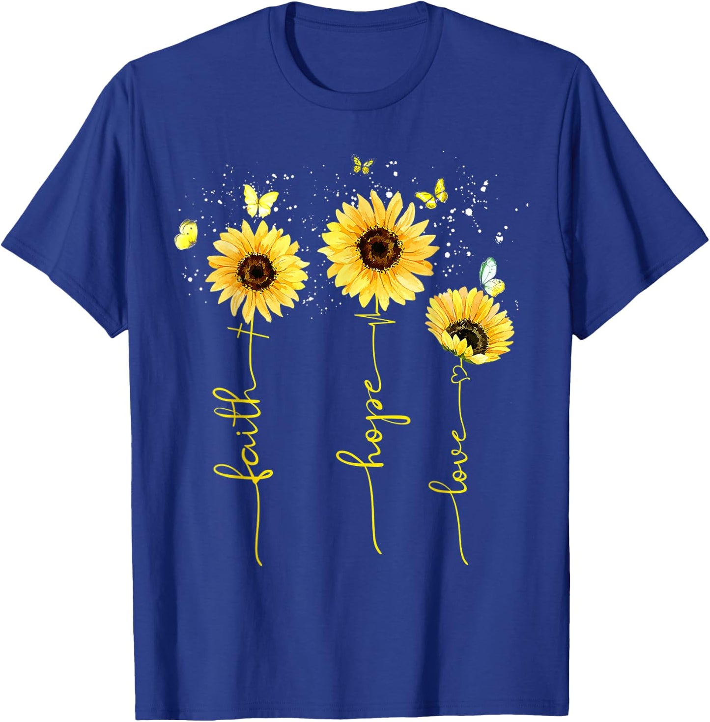 Christian Sunflower Faith Hope Love T-Shirt - T-Shirt | Royal