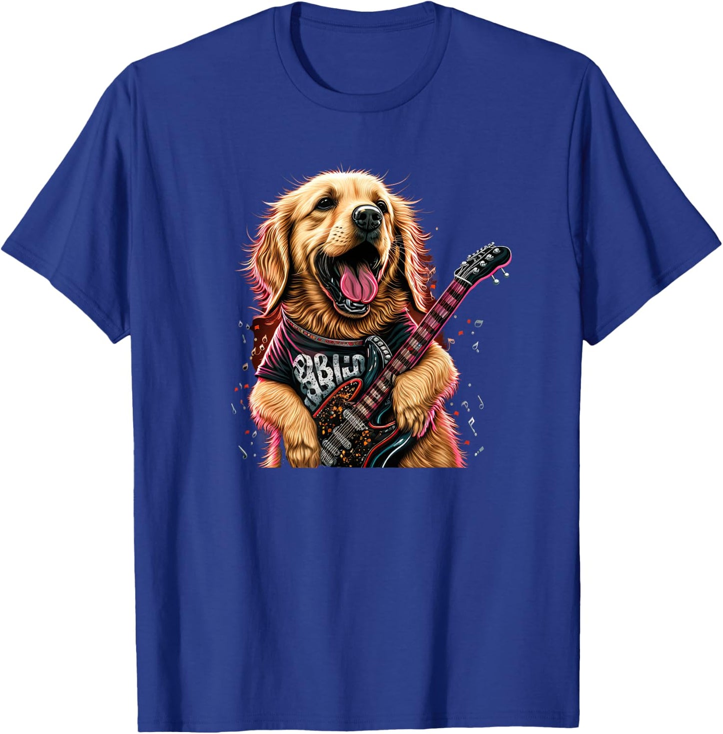 Funny Golden Retriever Rock & Roll music guitar T-Shirt - T-Shirt | Royal