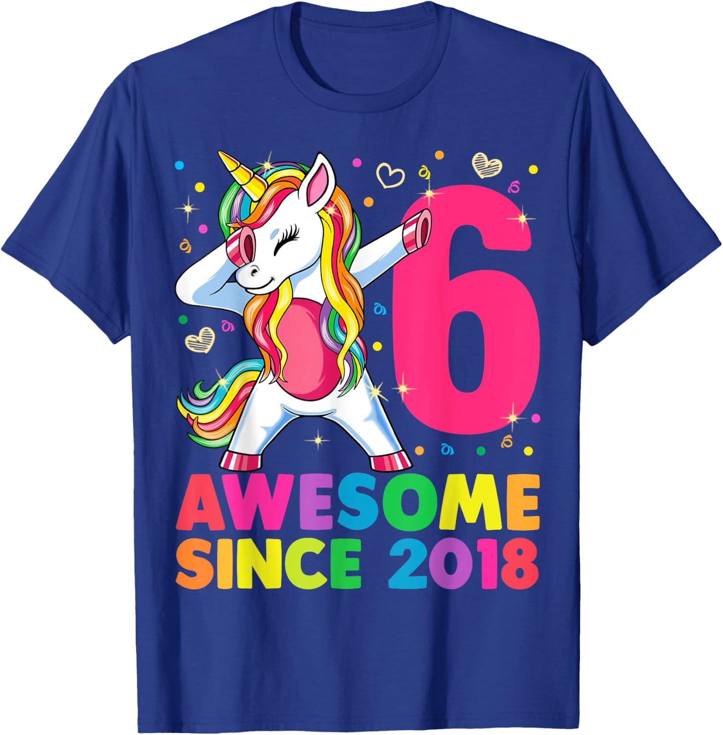 6 Years Old Unicorn Dabbing 6th Birthday Girl Unicorn Party T-Shirt - T-Shirt | Royal