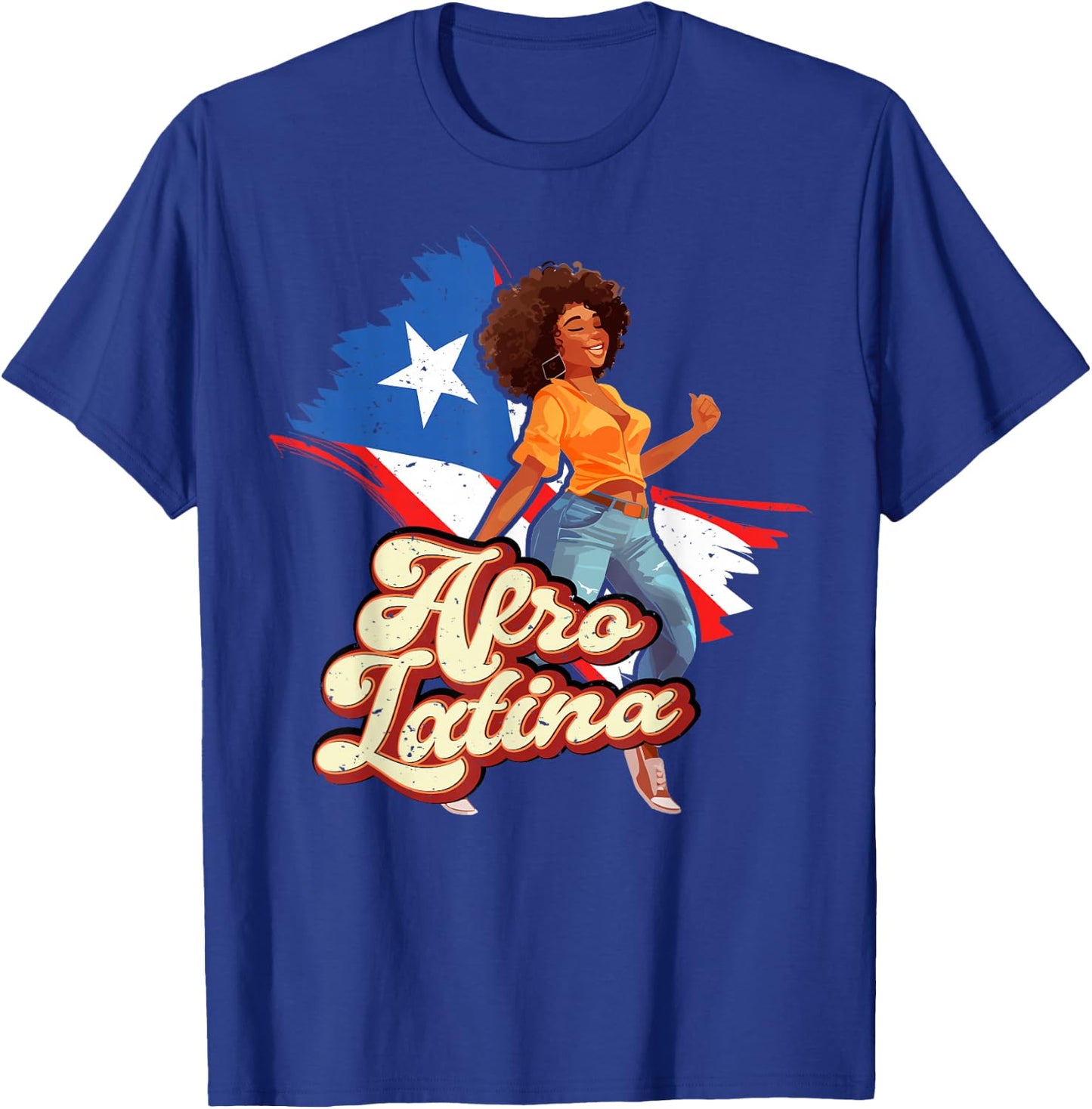 Puerto Rico Afro Latina boricua woman flag dancing caribbean T-Shirt - T-Shirt | Royal