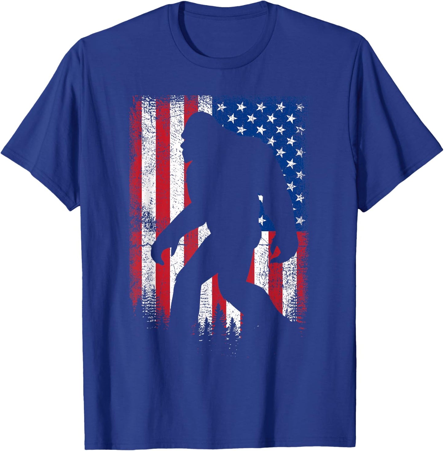 Bigfoot 4th Of July American USA Flag Patriotic Veterans Day T-Shirt - T-Shirt | Royal