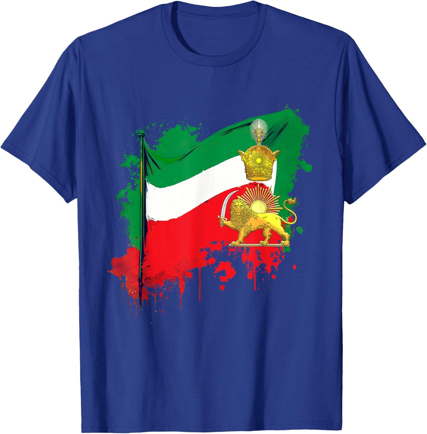 Irans Flag with Pahlavi Crown shir va khorshyid T-Shirt - T-Shirt | Royal