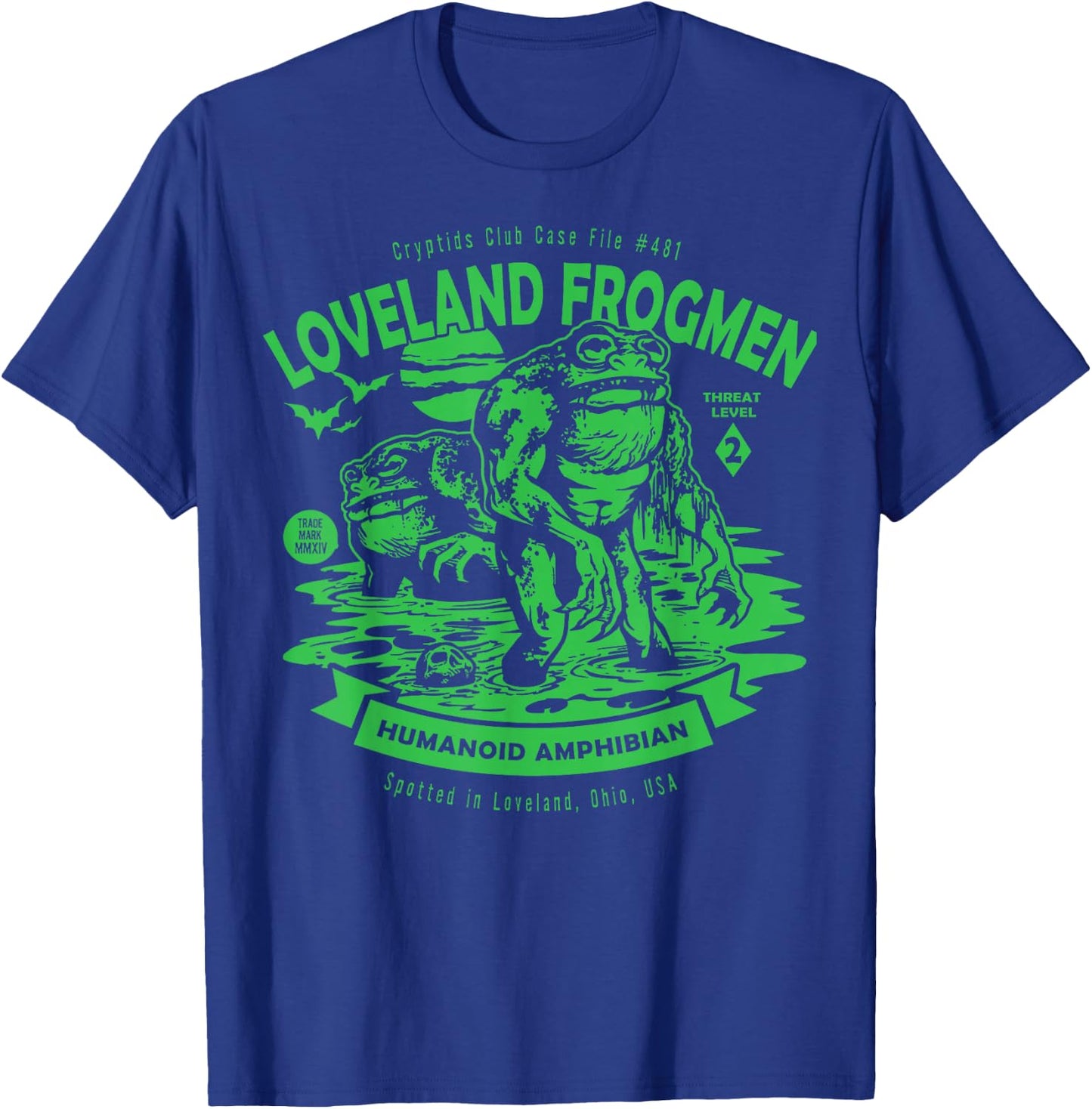 Loveland Frogmen Humanoid Amphibian Crypid Club Frog Monster T-Shirt - T-Shirt | Royal