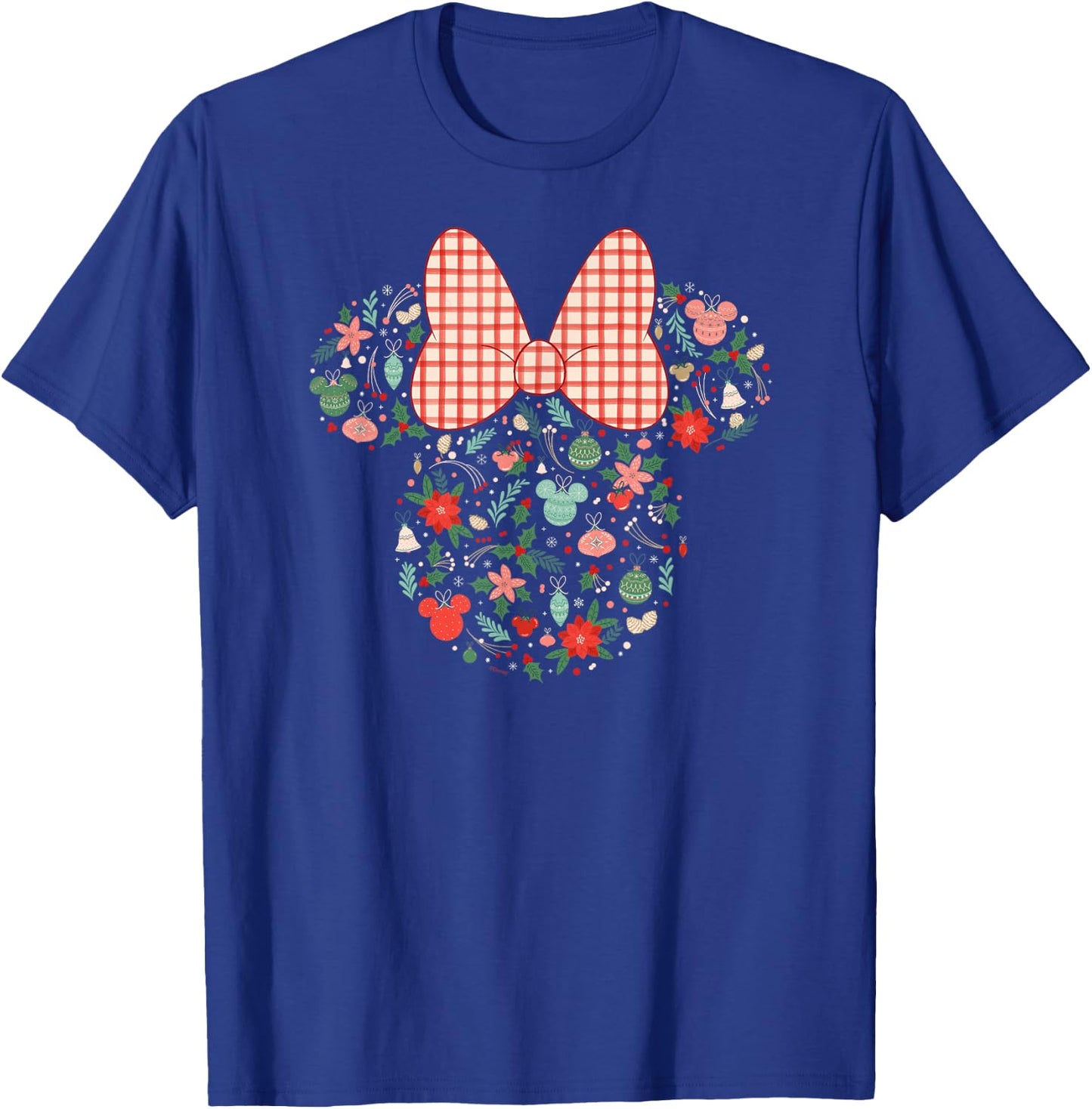 Disney Minnie Mouse Head Icon Christmas Ornaments & Holly T-Shirt - T-Shirt | Royal