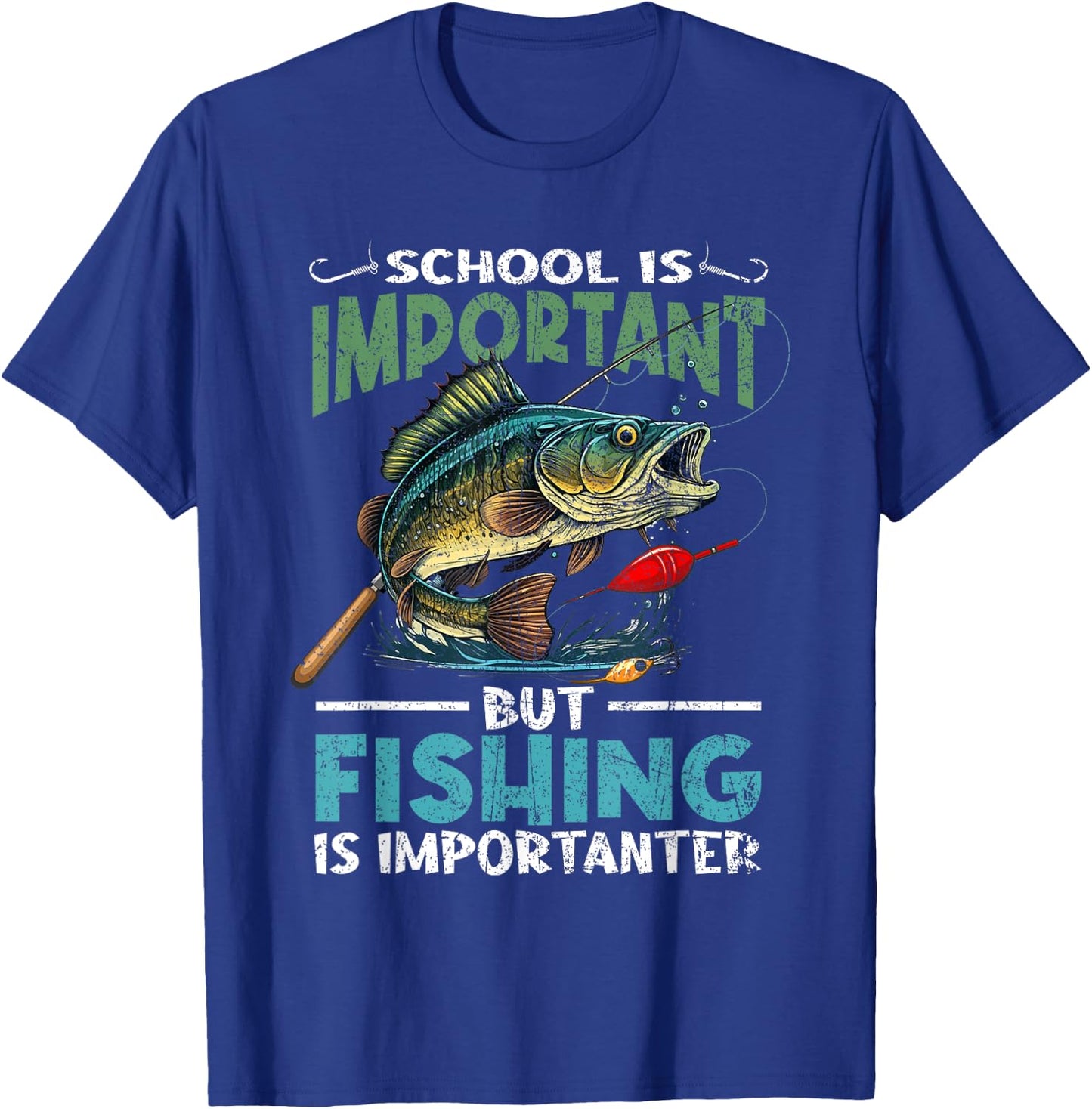 Funny Fishing For Boys Kids Youth Fish Saying Bass Fisherman T-Shirt - T-Shirt | Royal