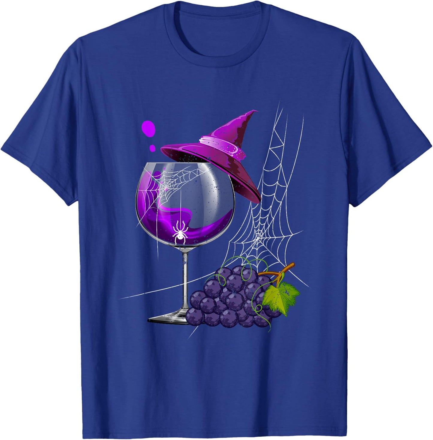 Vintage Halloween Purple Grape Wine Glass Witch Hat Cute T-Shirt - T-Shirt | Royal