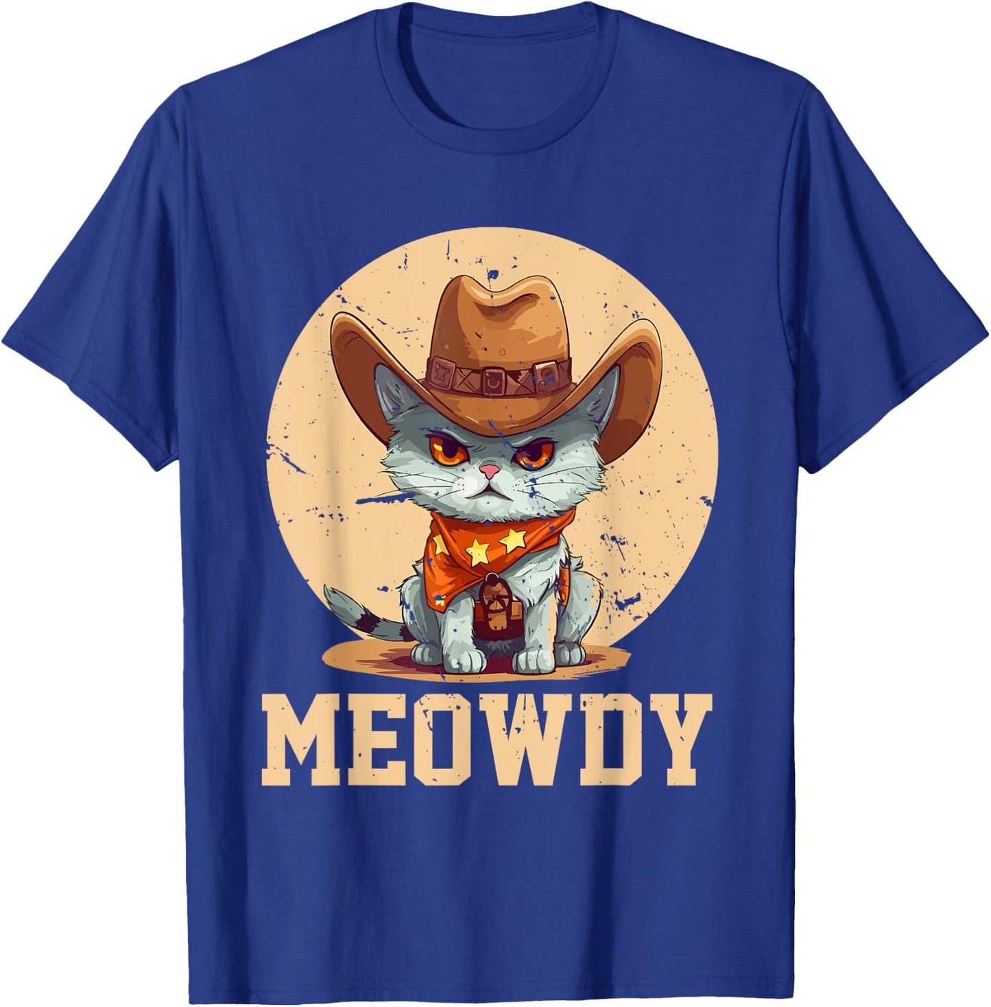 Meowdy! Funny Country Music Cat Cowboy Hat Men Women T-Shirt - T-Shirt | Royal