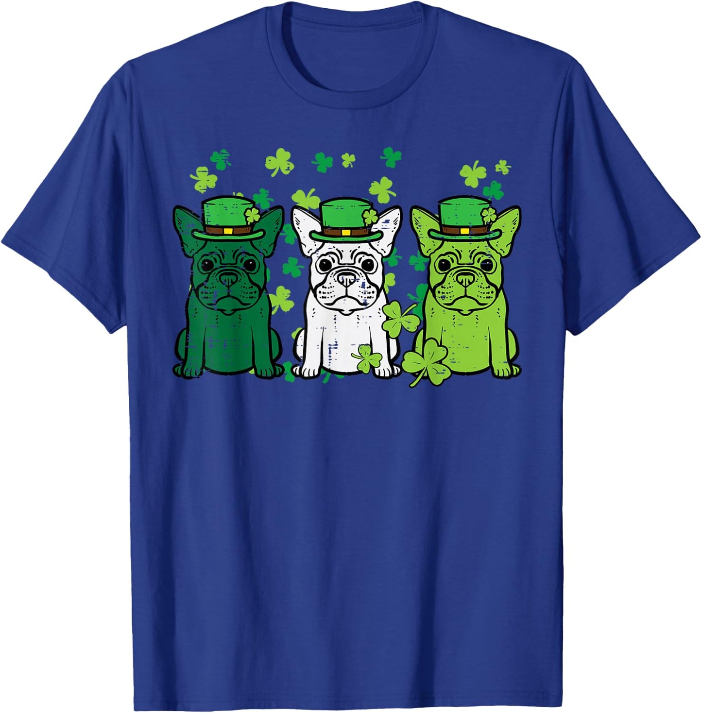 St Patricks Day French Bulldogs Dog Frenchie Men Women Kids T-Shirt - T-Shirt | Royal