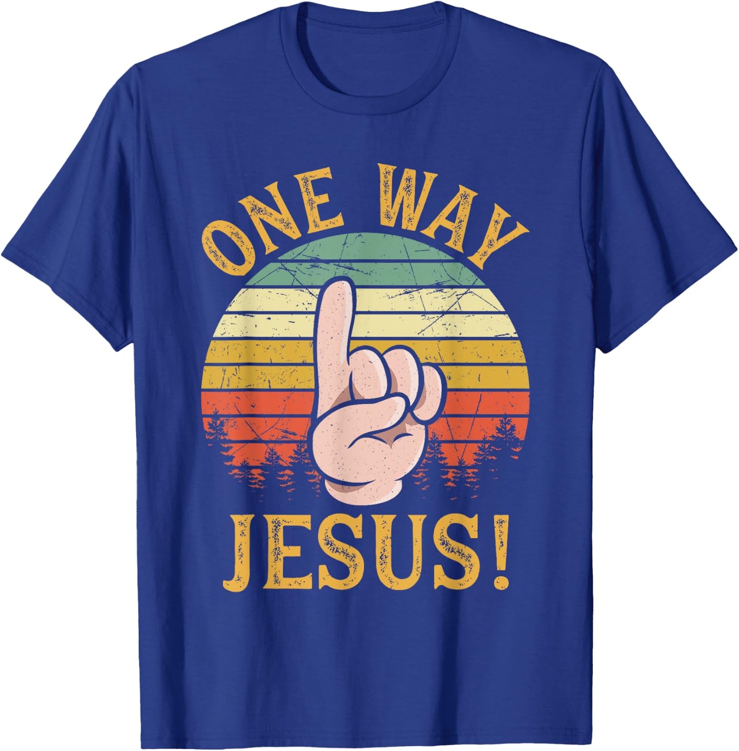 One Way Jesus People Finger Up Christian Revolution T-Shirt - T-Shirt | Royal