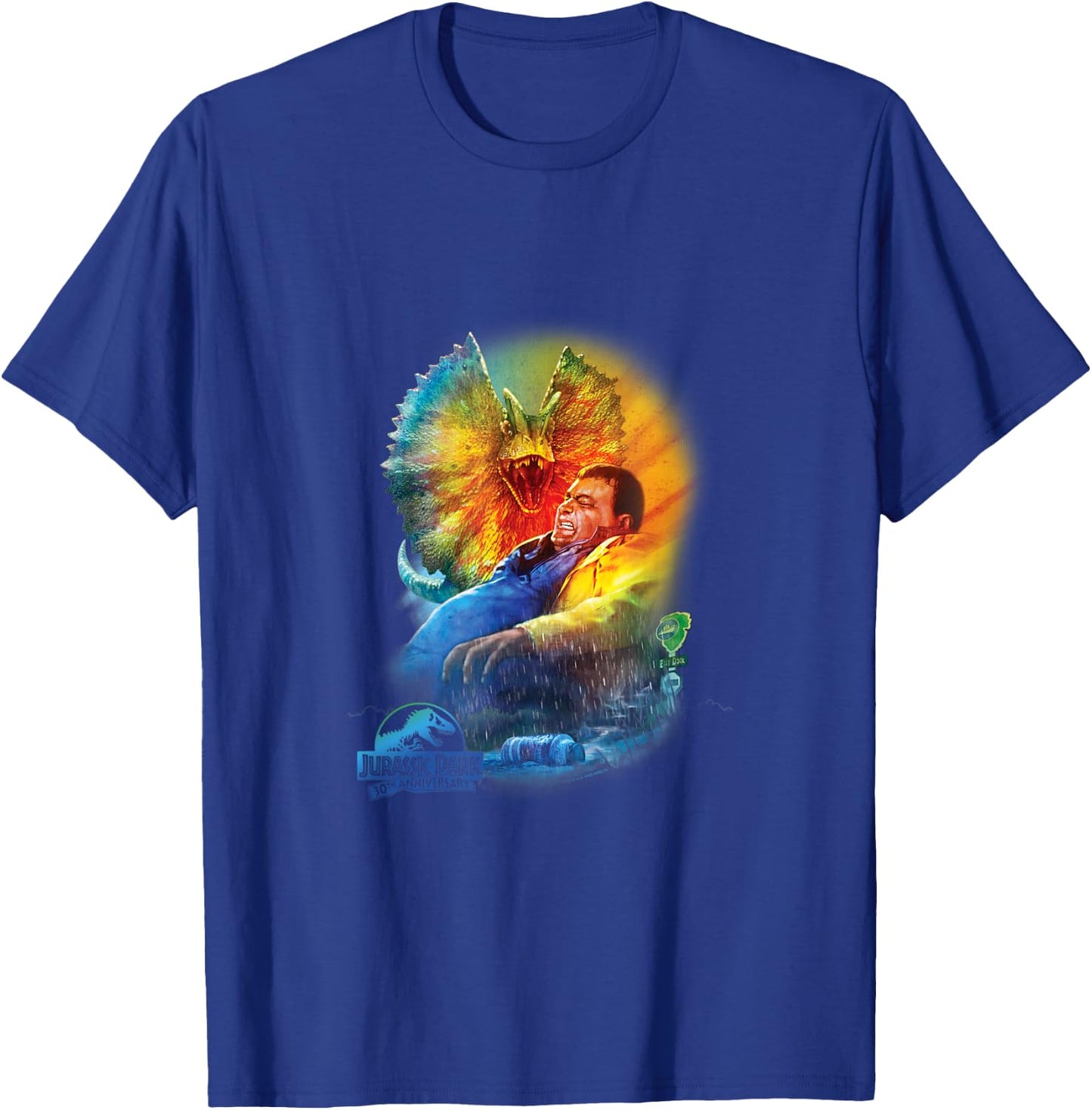 Jurassic Park 30th Anniversary Dilophosaurus - Kids - Black - Short Sleeve - Classic Fit - Cotton/Polyester Blend T-Shirt - T-Shirt | Royal