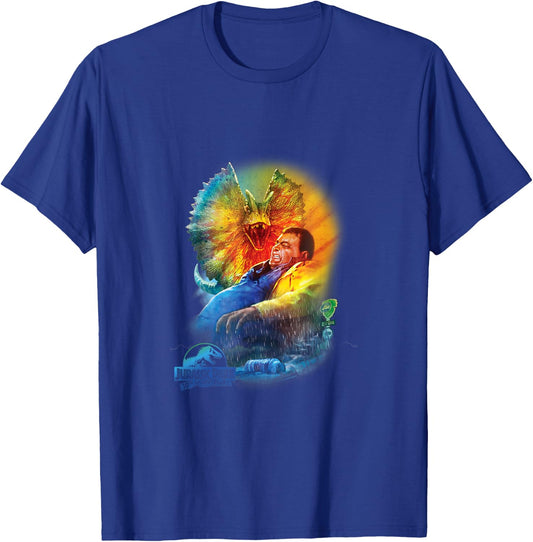 Jurassic Park 30th Anniversary Dilophosaurus - Kids - Black - Short Sleeve - Classic Fit - Cotton/Polyester Blend T-Shirt - T-Shirt | Royal