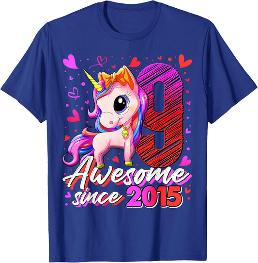 9 Years Old Flossing Unicorn Gifts 9th Birthday Girl Party T-Shirt - T-Shirt | Royal