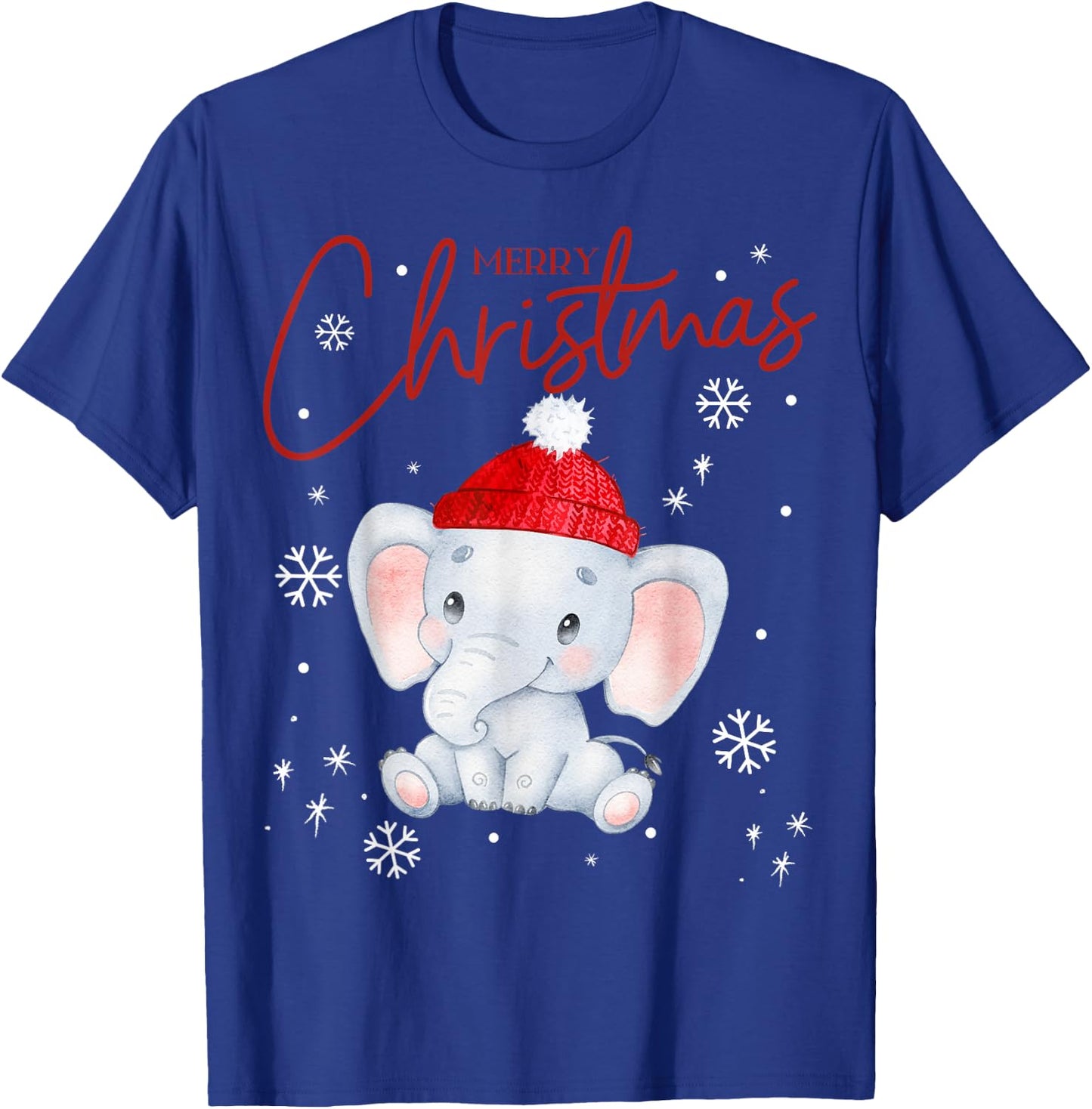 Fantabulous Acc Merry Christmas - Cute Elephant Kids Black Cotton Blend T-Shirt - T-Shirt | Royal