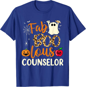 Fab Boo Lous Counselor Leopard Spooky Halloween Costume T-Shirt - T-Shirt | Royal