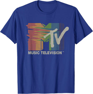 Mademark x MTV - Retro MTV Rainbow TV Glitch Television Screen Color Test MTV T-Shirt - T-Shirt | Royal