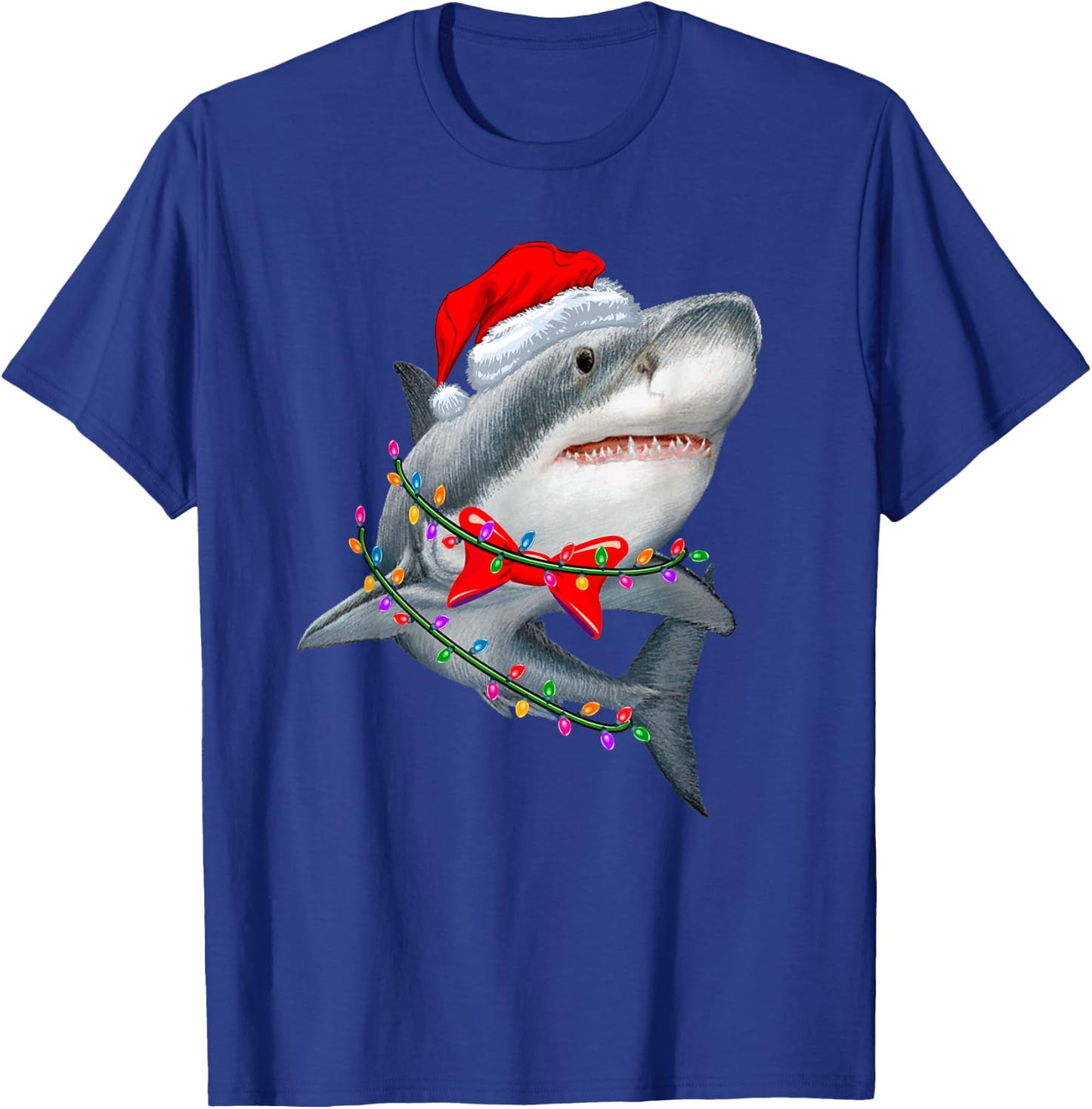 Christmas Lights Shark Wearing Xmas Hat - Cute Shark Lover T-Shirt - T-Shirt | Royal
