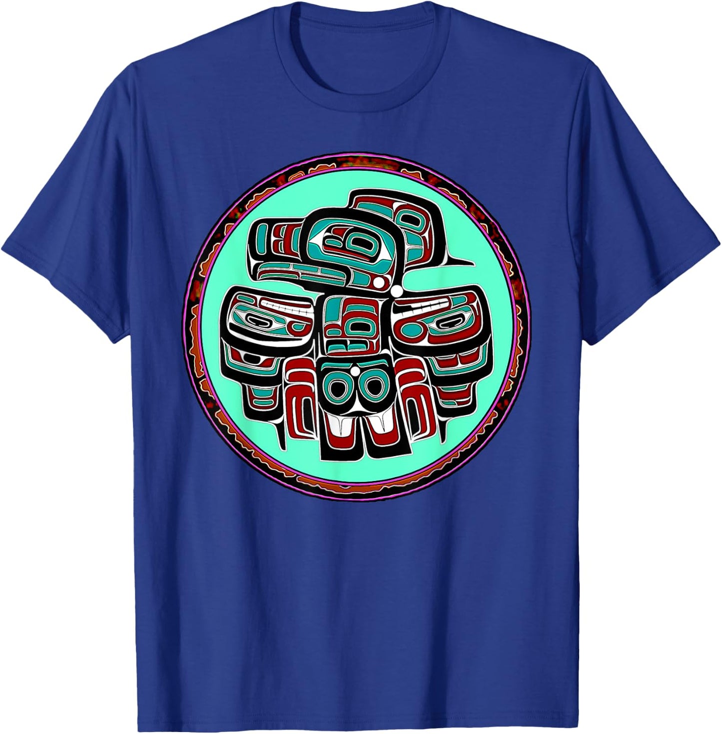 Alaska Native American Art Style Tlingit Haida Eagle Tribal T-Shirt - T-Shirt | Royal