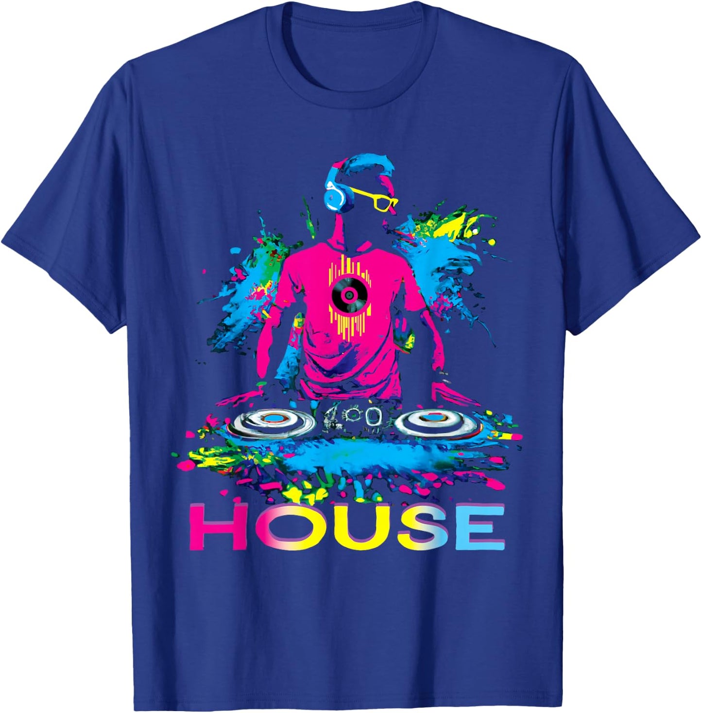 Vibrant House Music DJ Design T-Shirt - T-Shirt | Royal