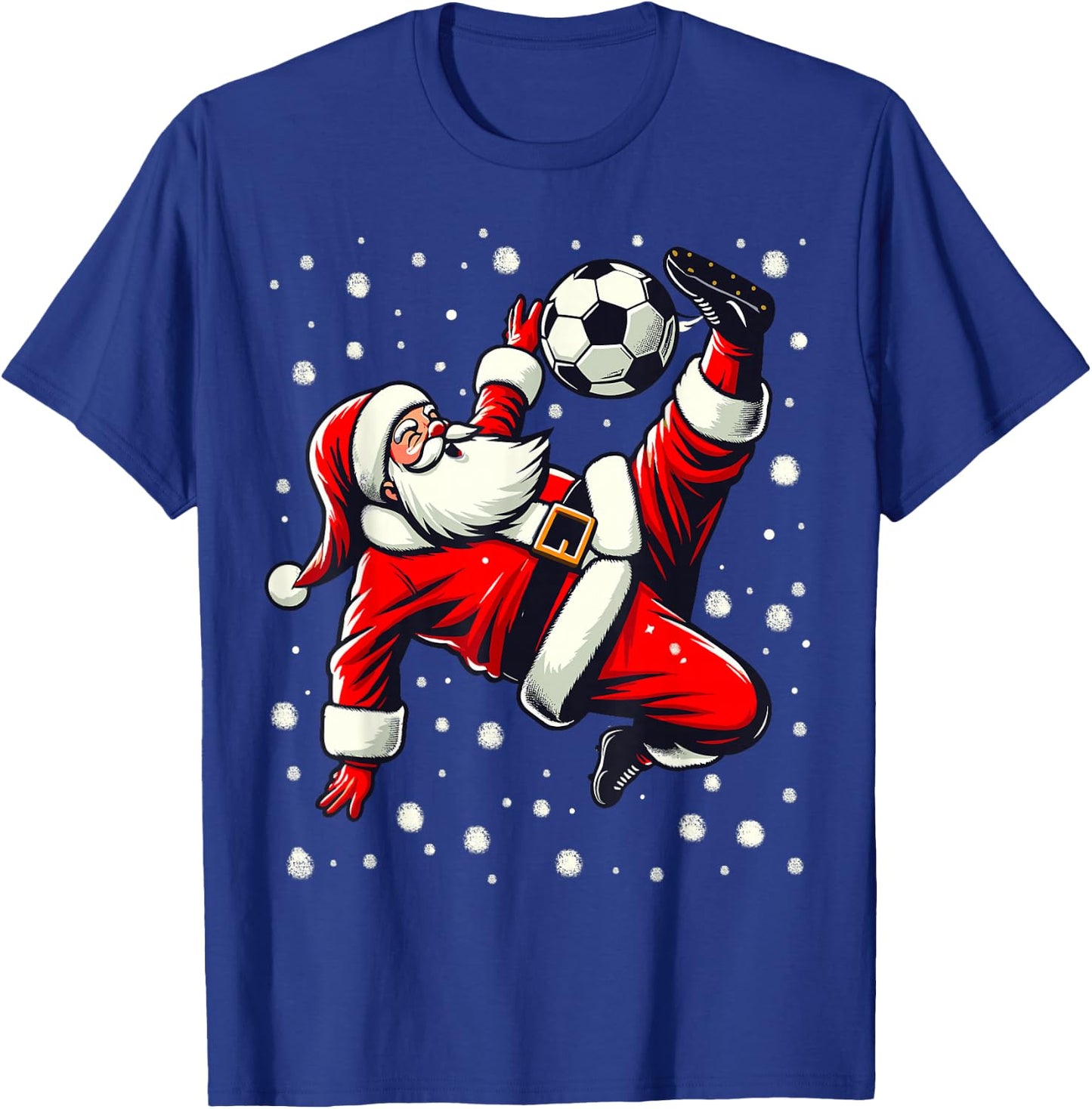 Santa Plays Soccer Bicycle Kick, Christmas Women Men Kids T-Shirt - T-Shirt | Royal