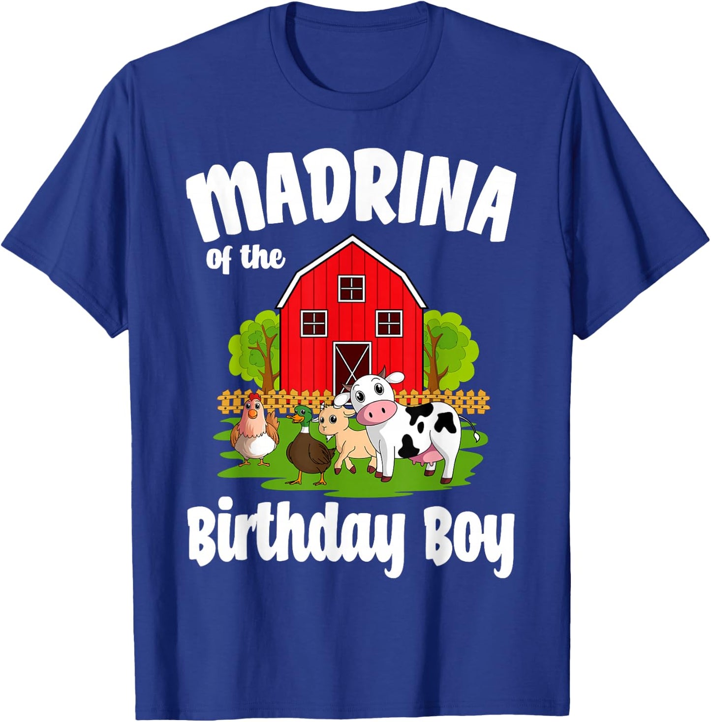 Madrina Of The Birthday Boy Farm Animal Bday Party T-Shirt - T-Shirt | Royal