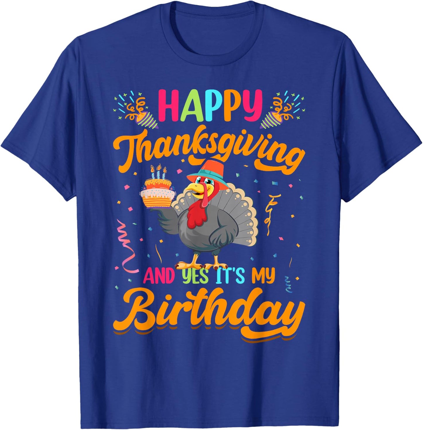Adult & Kids Thanksgiving Clothing Gifts DAIMMER -Adults Black Small Modern Short Sleeve Thanksgiving Birthday T-Shirt - T-Shirt | Royal
