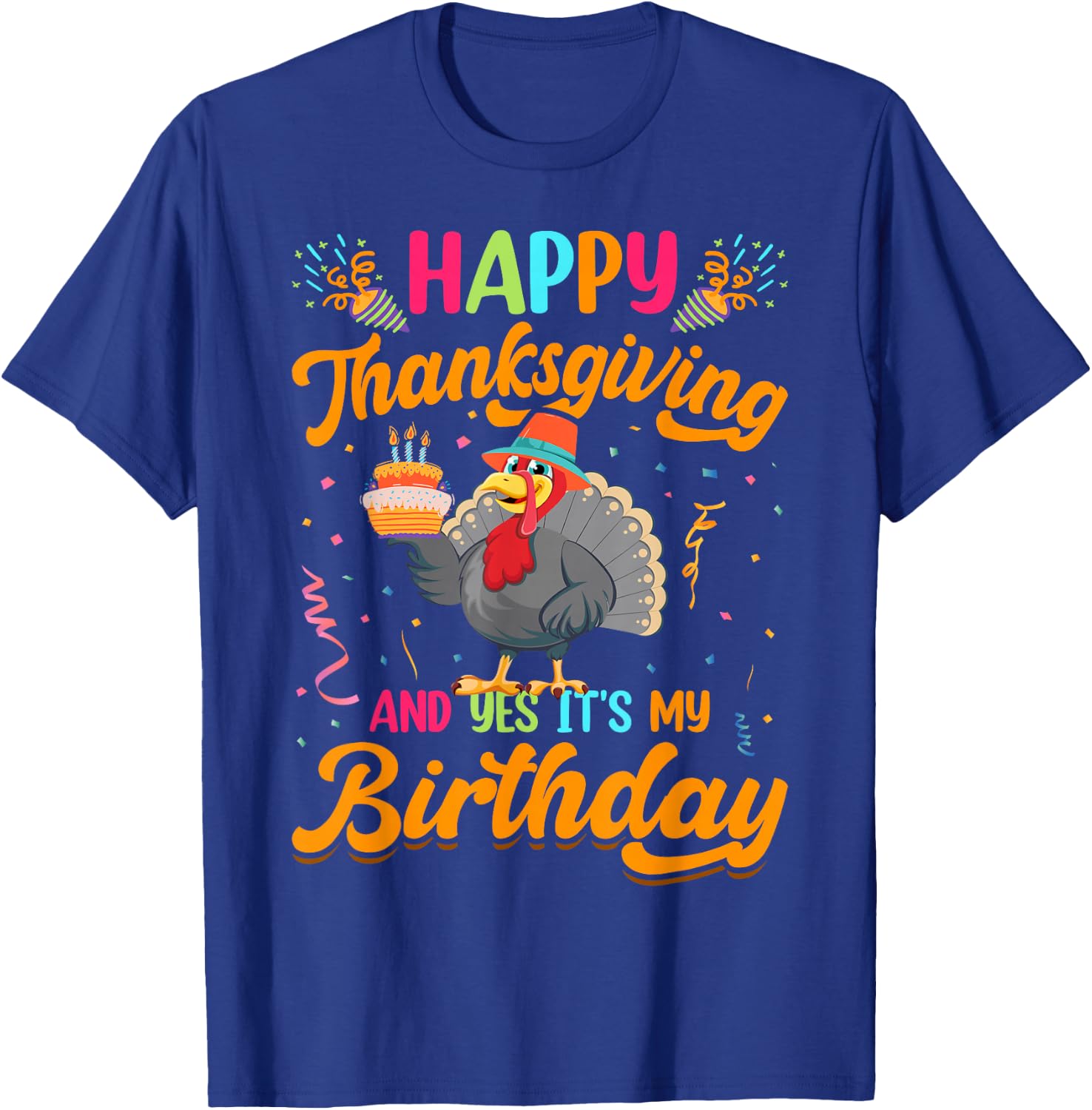 Adult & Kids Thanksgiving Clothing Gifts DAIMMER -Adults Black Small Modern Short Sleeve Thanksgiving Birthday T-Shirt - T-Shirt | Royal