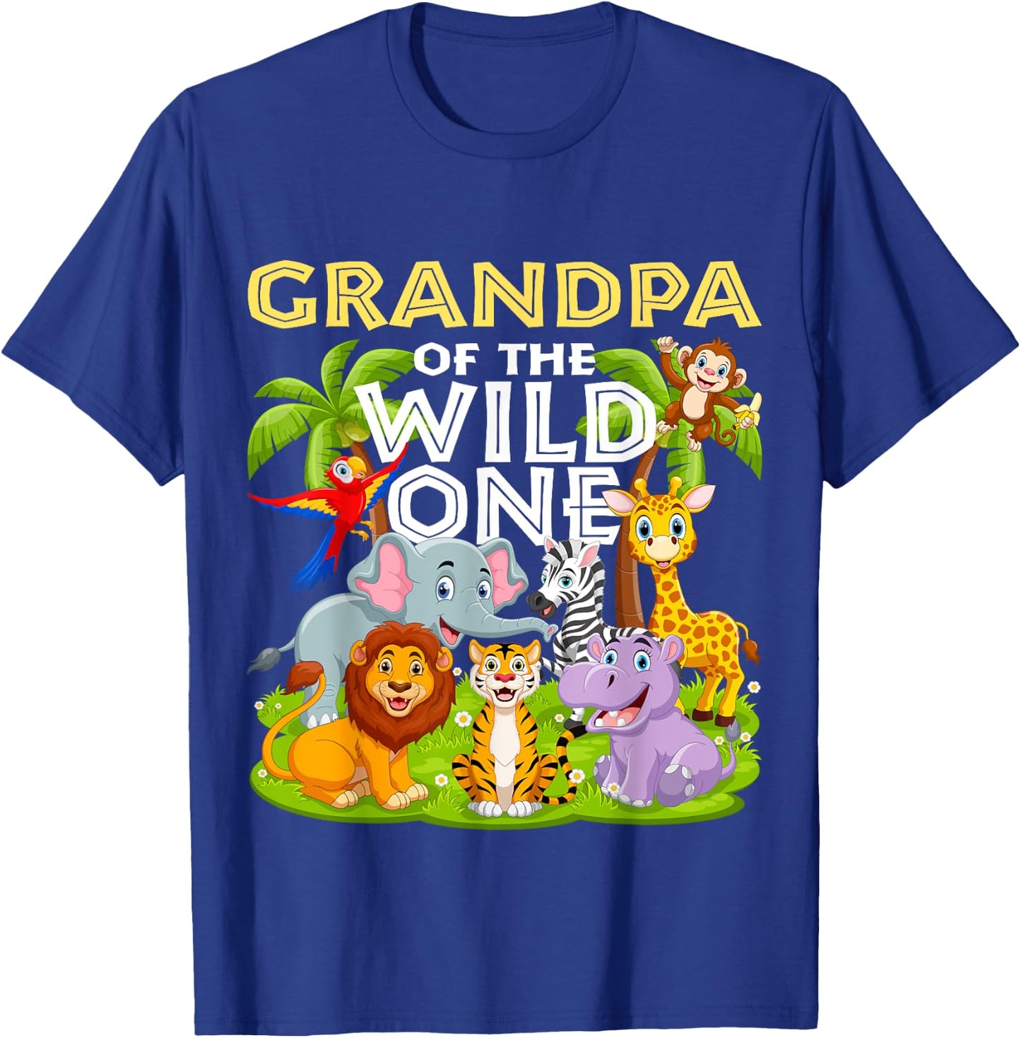 Grandpa Of The Wild One Birthday Zoo Animal Safari Jungle T-Shirt - T-Shirt | Royal