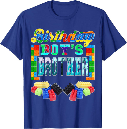 Building Brick Blocks Brother Of Birthday Boy B-day Builder T-Shirt - T-Shirt | Royal