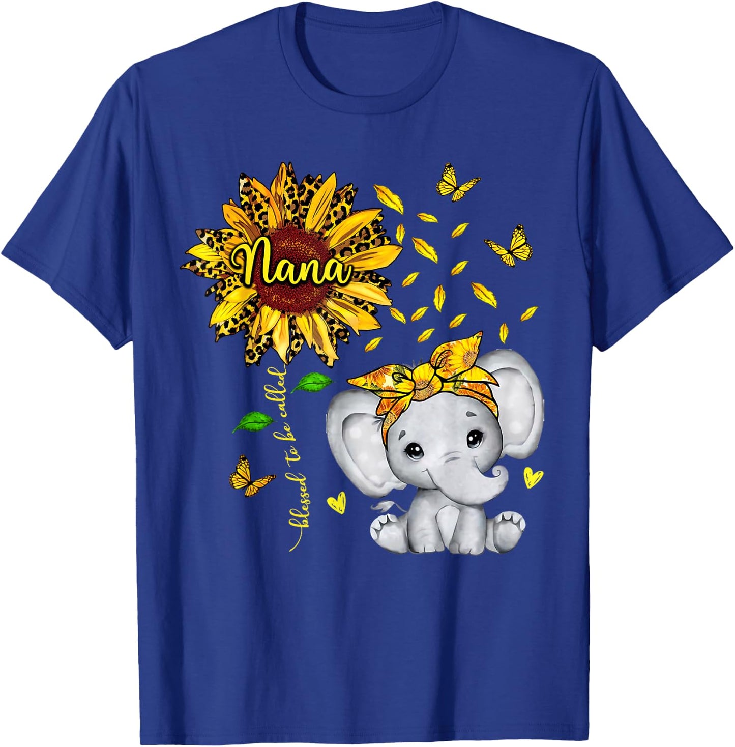 Blessed To Be Called Nana Elephant Sunflower T-Shirt - T-Shirt | Royal