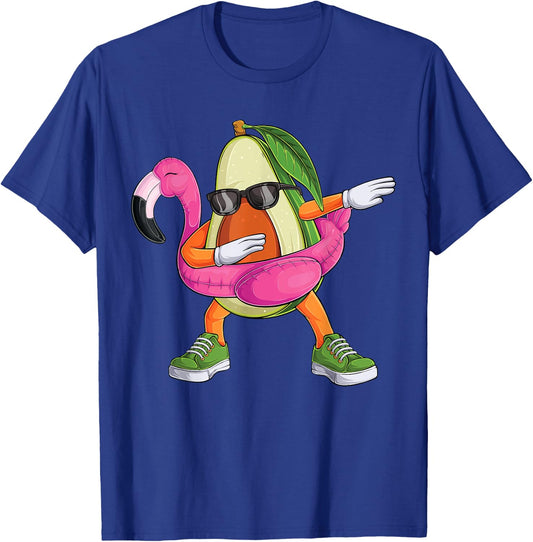 Dabbing Avocado Flamingo Tropical aloha Beach Hawaiian Men Women Kids T-Shirt - T-Shirt | Royal