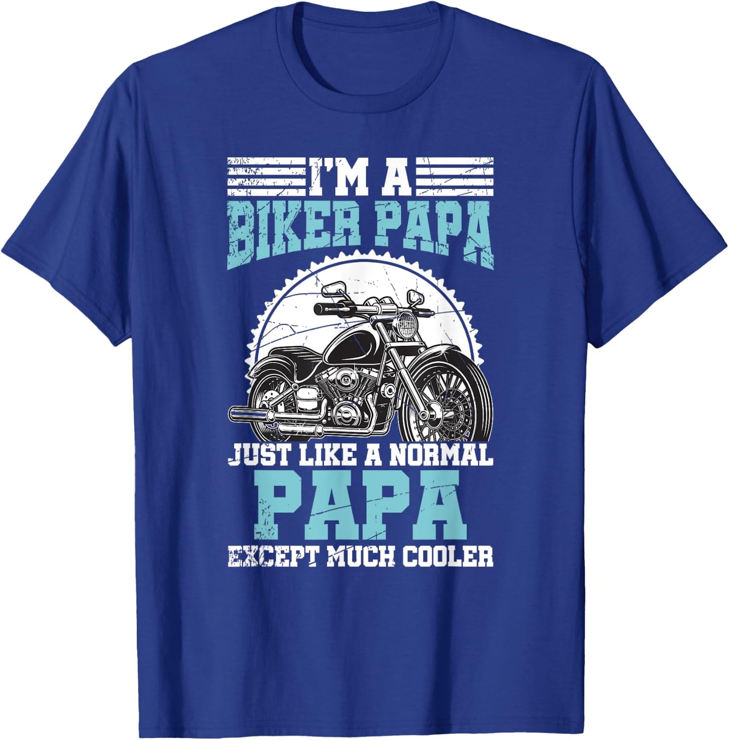 Funny Papa Motorcycle Biker Retirement Gift Retired Biker T-Shirt - T-Shirt | Royal