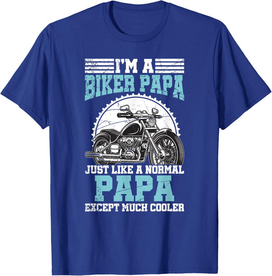 Funny Papa Motorcycle Biker Retirement Gift Retired Biker T-Shirt - T-Shirt | Royal