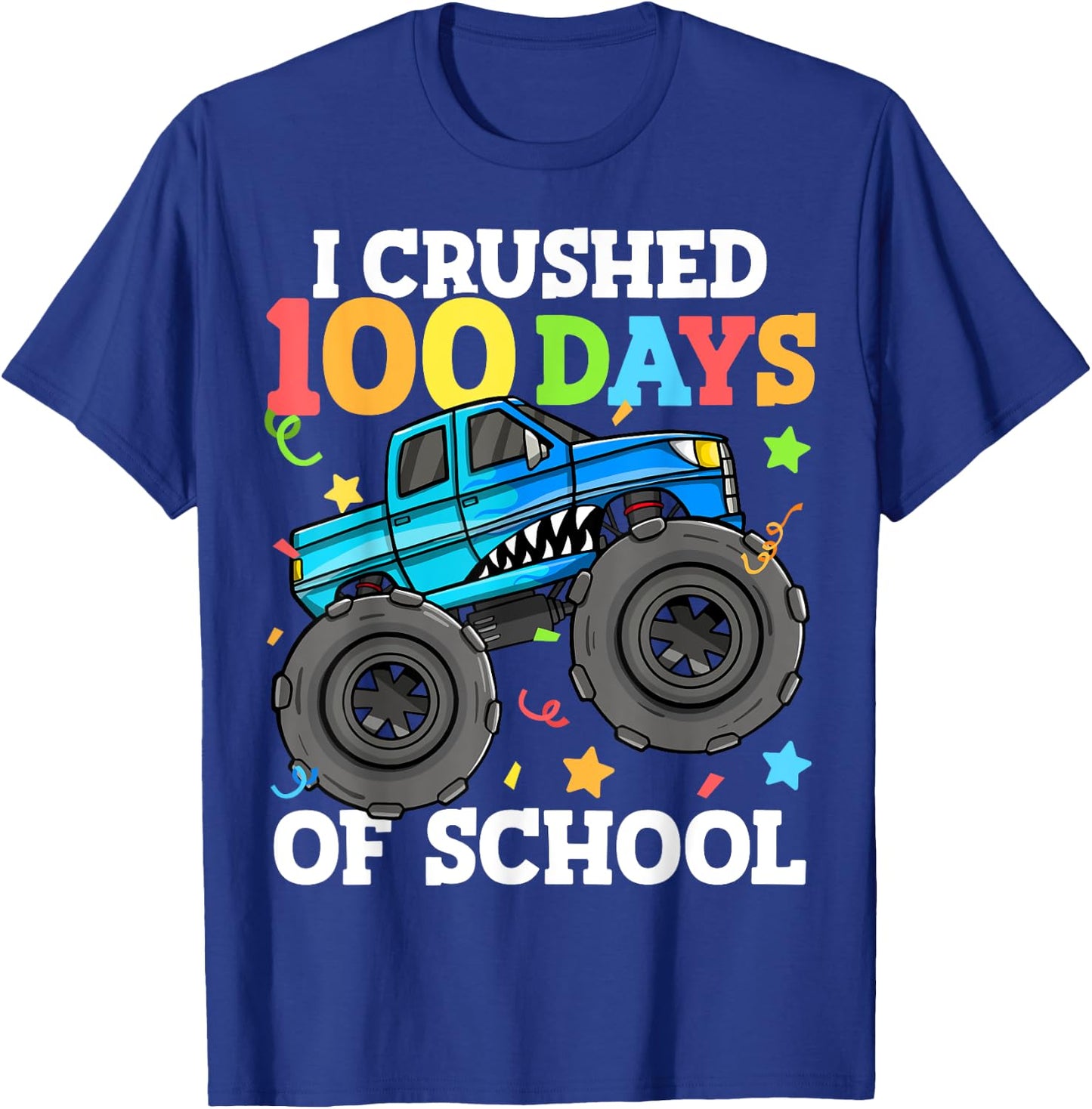 100 Days of School Monster Truck 100th Day of School Boys T-Shirt - T-Shirt | Royal