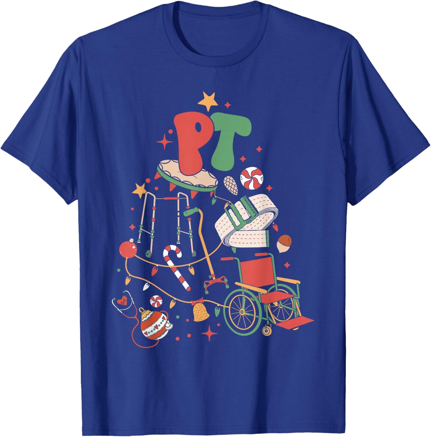 Physical Therapy Christmas PT Therapist Christmas Tree xmas T-Shirt - T-Shirt | Royal