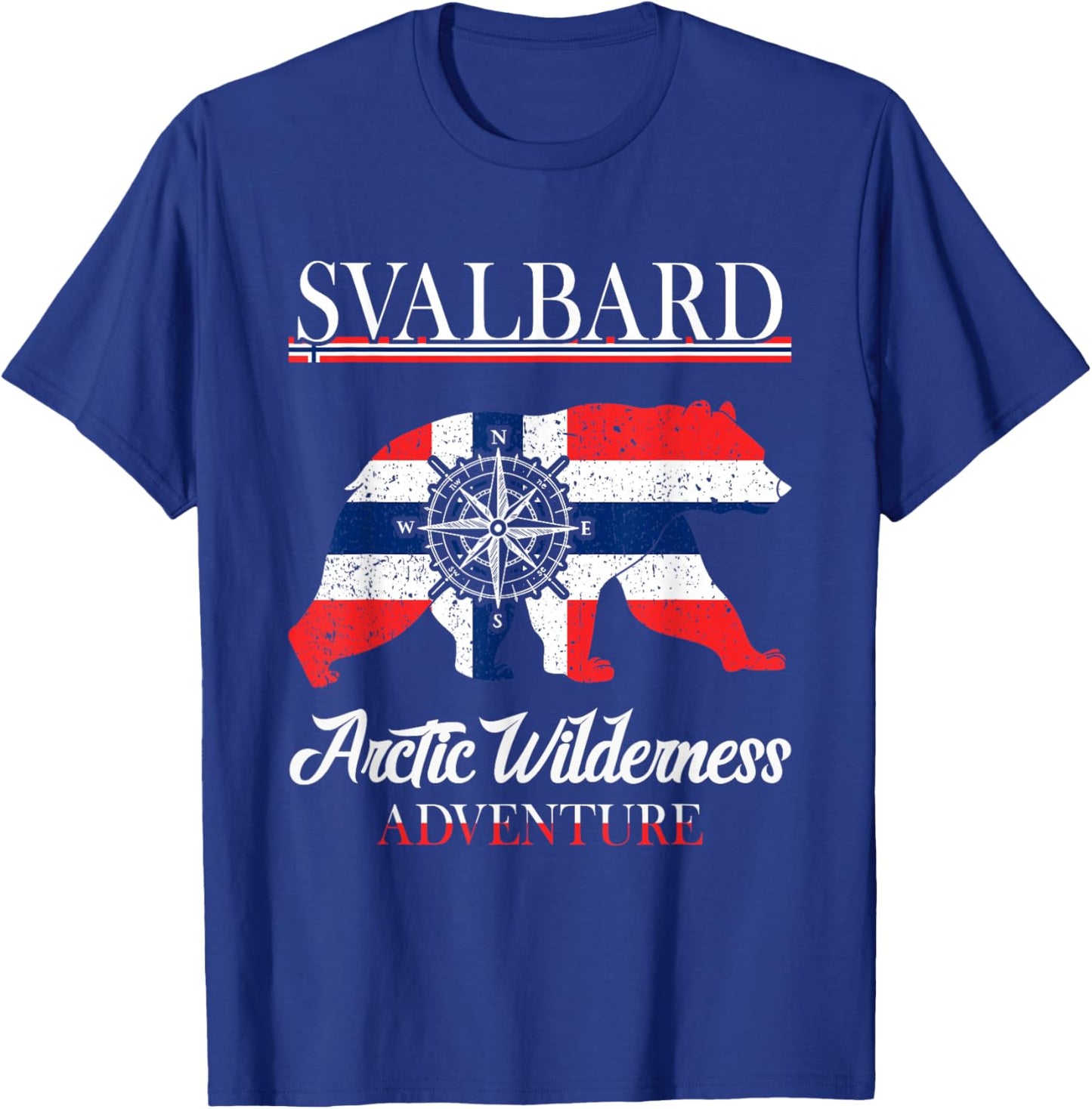 Svalbard Norway - Arctic Wilderness -Ice Bear Norwegian Flag T-Shirt - T-Shirt | Royal
