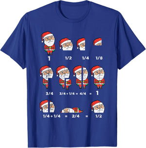 Christmas Santa Fraction Funny Xmas Math Teacher Men Women T-Shirt - T-Shirt | Royal