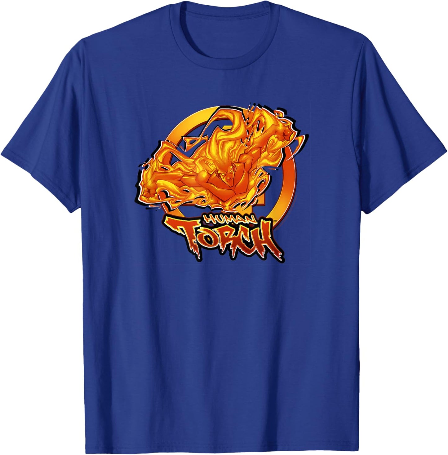 Marvel Fantastic Four Human Torch Amazing Flames Comic Logo T-Shirt - T-Shirt | Royal