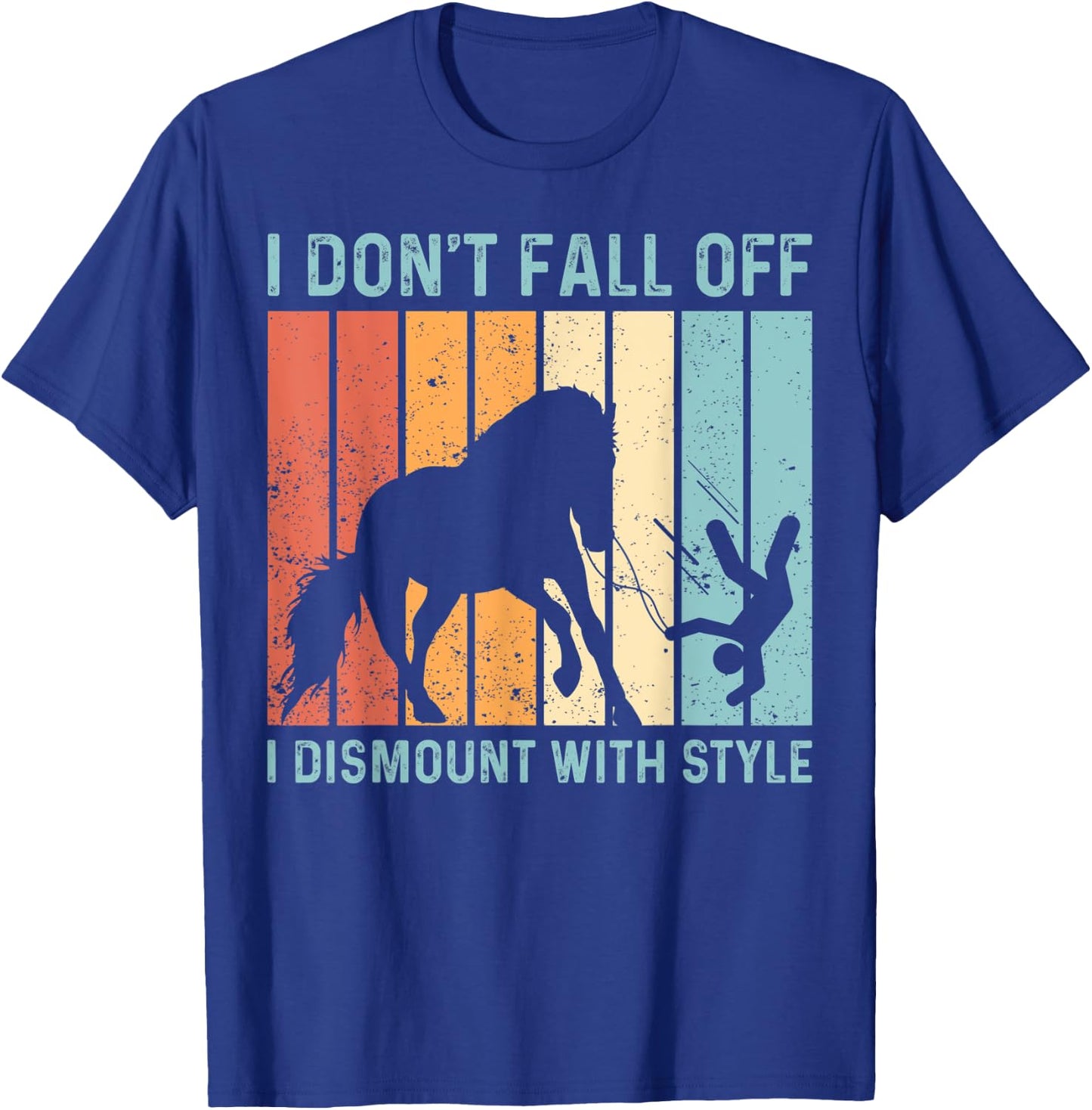 I Don't Fall Off I Dismount With Style Horse Vaulting Retro T-Shirt - T-Shirt | Royal