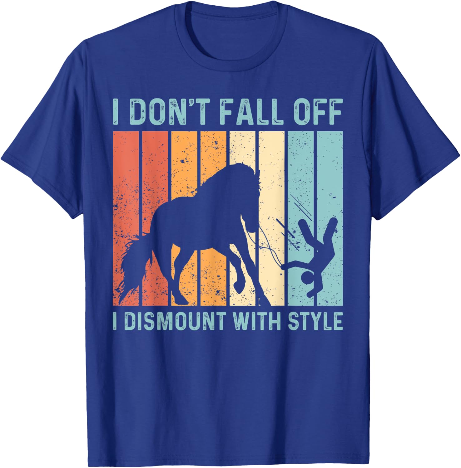 I Don't Fall Off I Dismount With Style Horse Vaulting Retro T-Shirt - T-Shirt | Royal