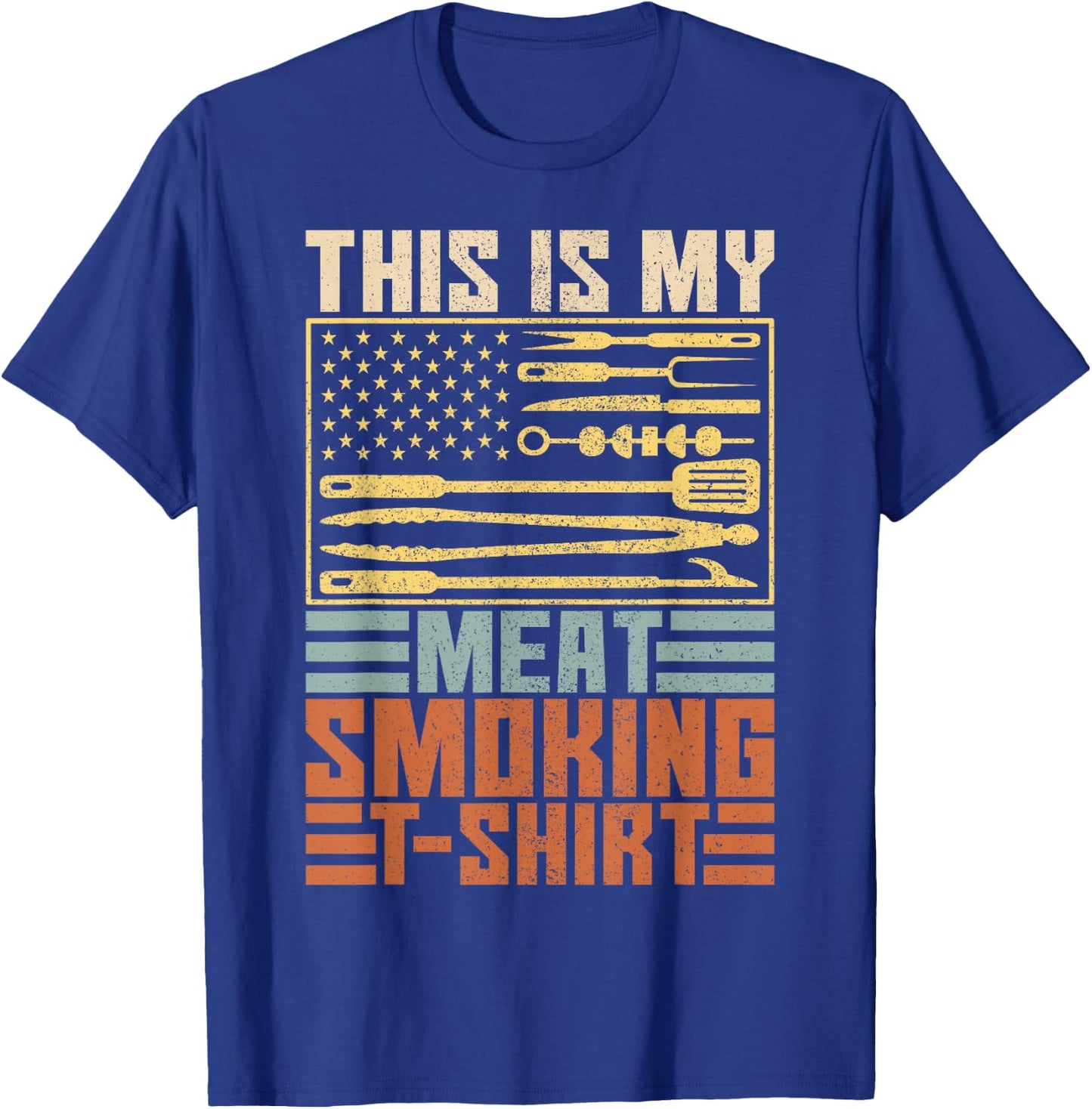 Vintage BBQ Smoker Grill Outfit This is My Meat Smoking T-Shirt - T-Shirt | Royal