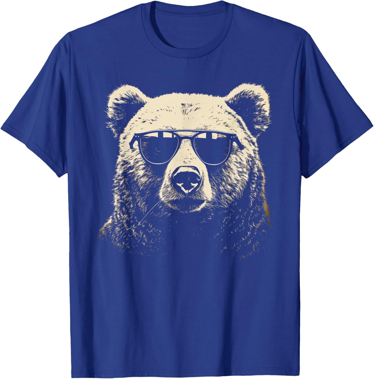 Funny Grizzly Bear Stencil With Sunglasses Punk Rock Art T-Shirt - T-Shirt | Royal