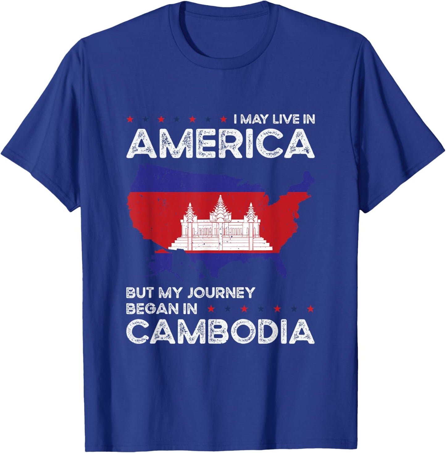 Cambodian American Patriot USA Grown Cambodia US Flag T-Shirt - T-Shirt | Royal
