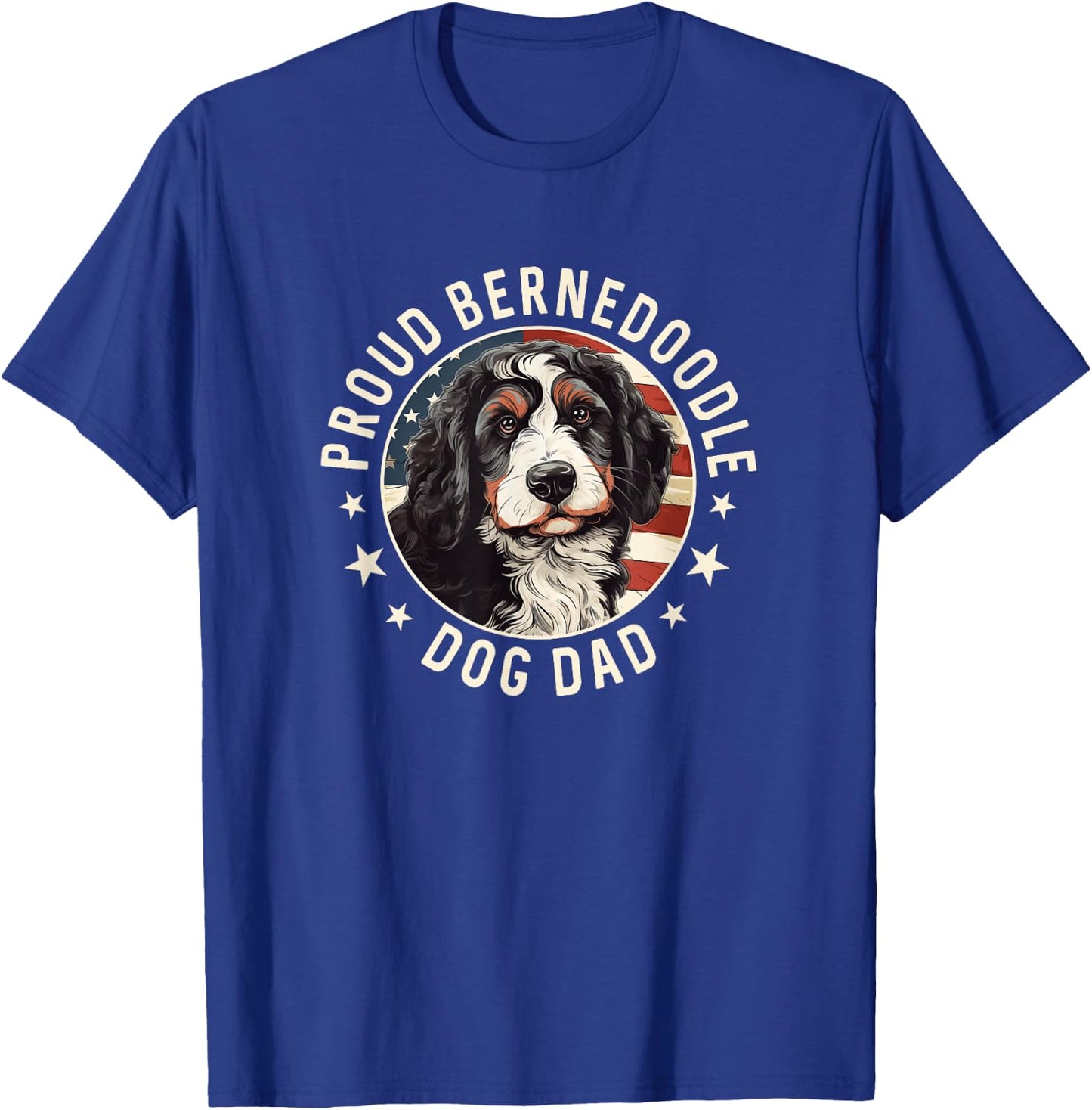 Bernedoodle American Flag Patriotic Proud Bernedoodle Dad T-Shirt - T-Shirt | Royal
